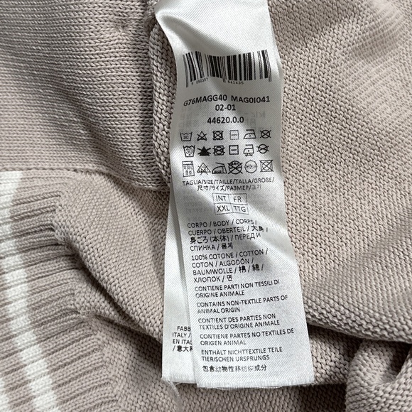 Eleventy Platinum Cotton Striped Tan Stand Collar Cardigan Sweater Mens 2XL - Picture 8 of 10